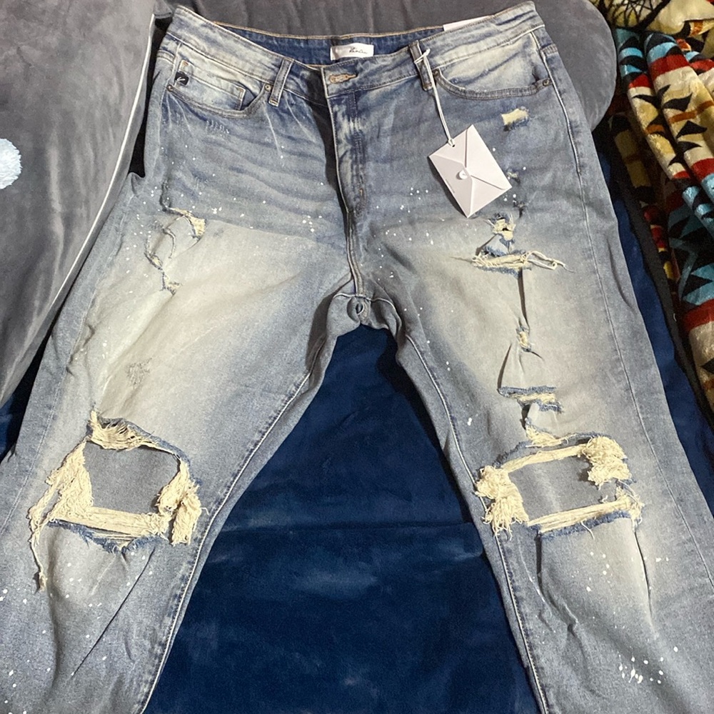 NEW WITH TAGS KANCAN RELAXED FIT BLEACH SPLATTER JEANS 18W